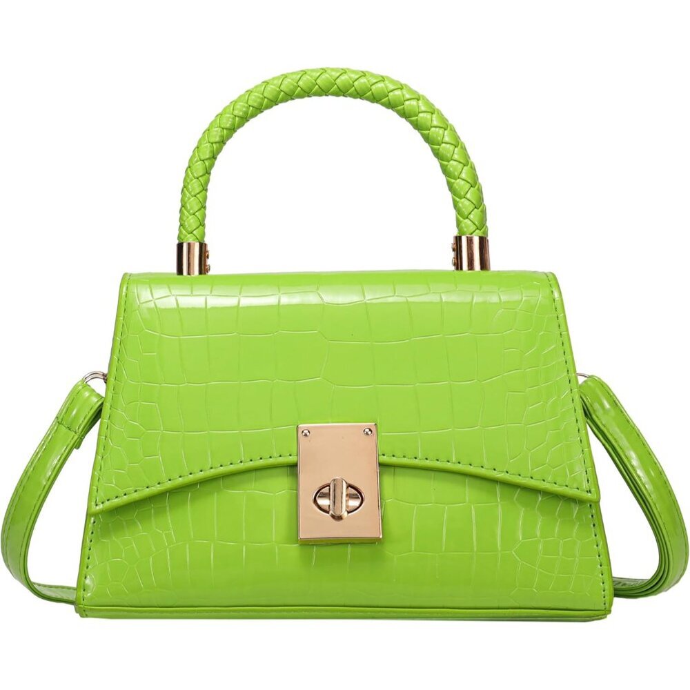 Eco-Friendly Small Crossbody Satchel - Classic Crocodile Design in Green - Picture 1 of 6
